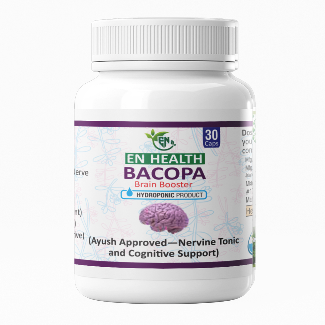 EN Bacopa (30 Capsules) | 500mg Bacopa Monnieri Leaf Extract | Brain Health, Memory, Focus & Cognitive Support | Brahmi Supplement for Mental Clarity